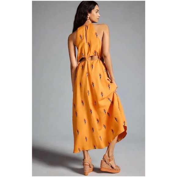 RARE Anthropologie Farm Rio Parrot Halter Maxi Dress - Picture 4 of 16
